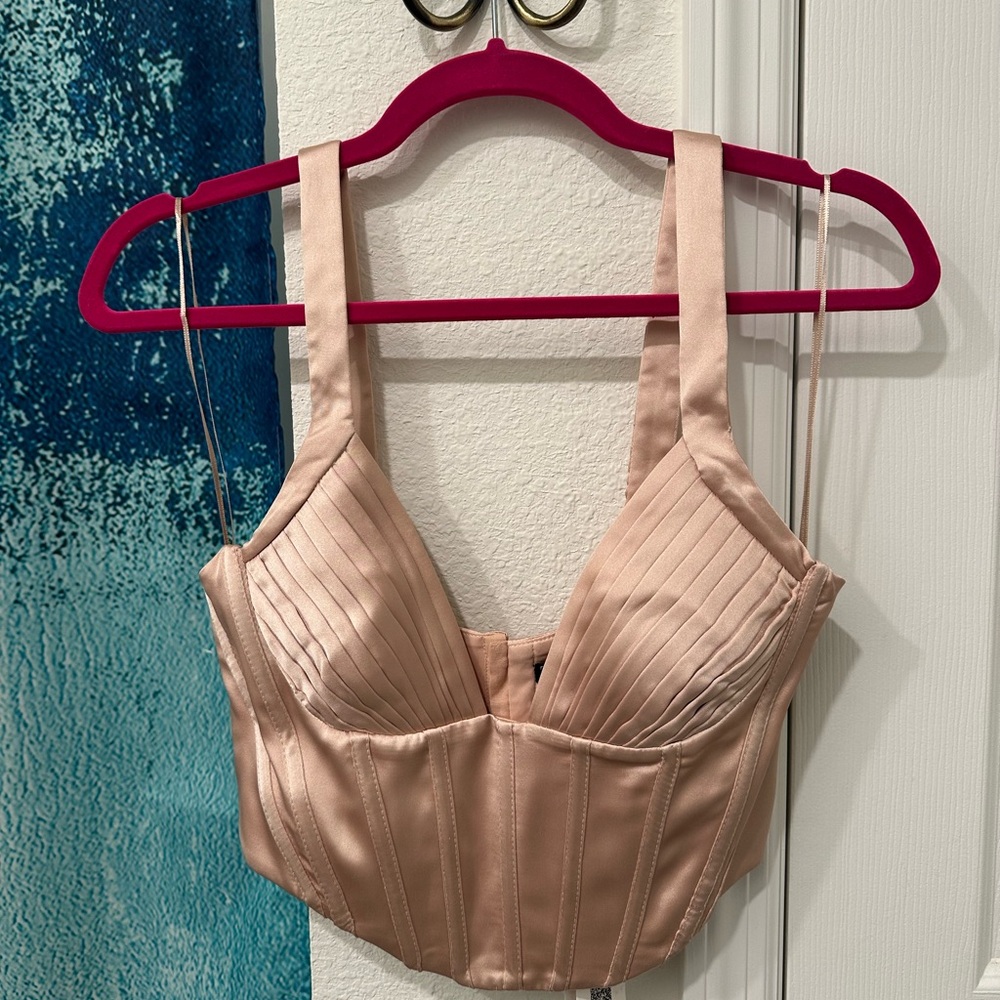 Zara Satin Bustier Top - Pink